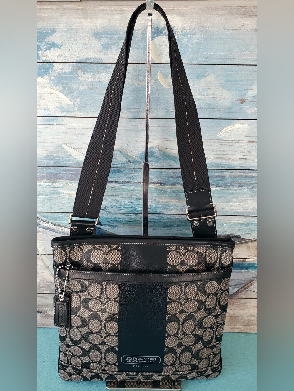COACH Signature Heritage Leather Messenger F70444 Unisex